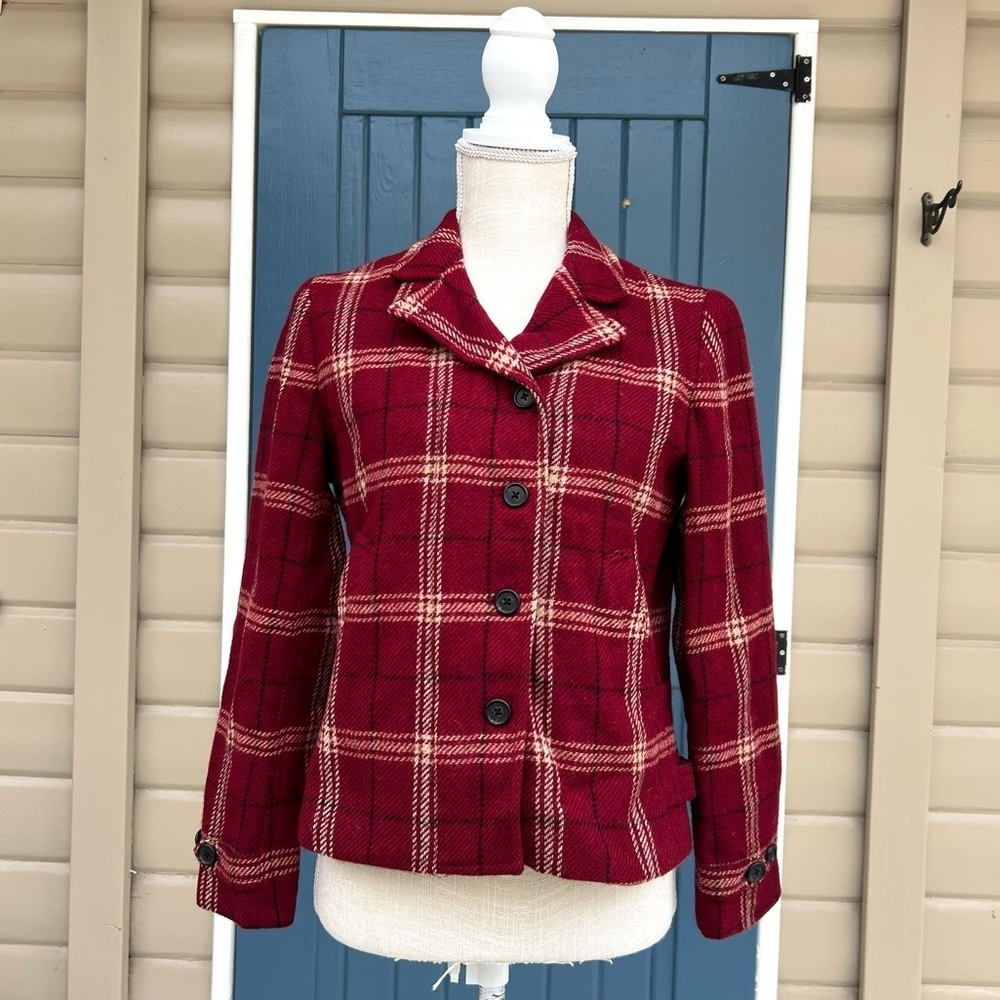 Lauren Ralph Lauren 100% Wool Jacket Plaid Button Zipper Lined Women’s Size 6P